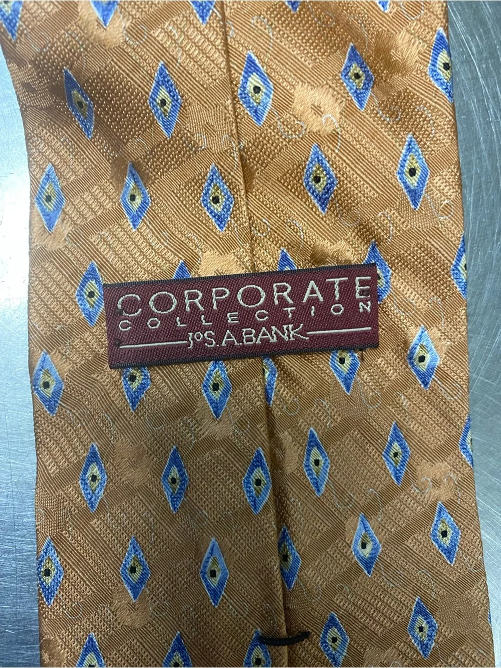 Men's Tan Geometric Pattern Silk Tie